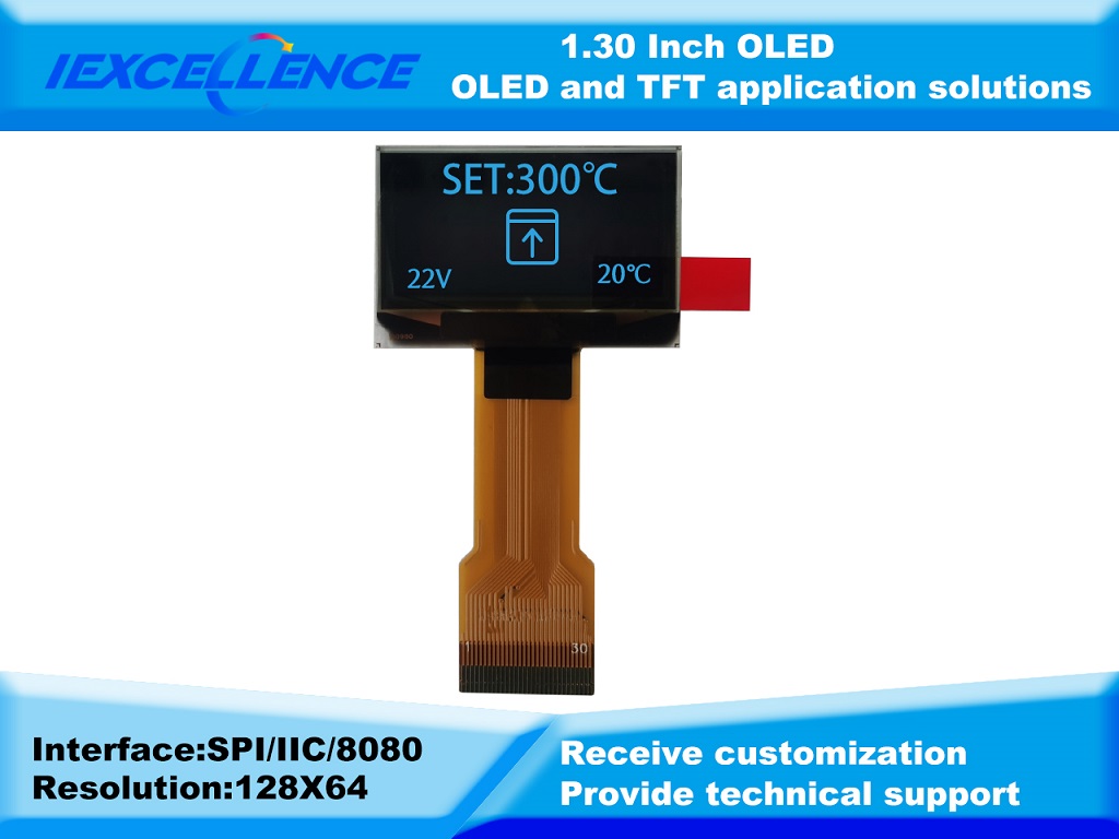 1.30 inch oled display module 128064 SPI/IIC blue screen