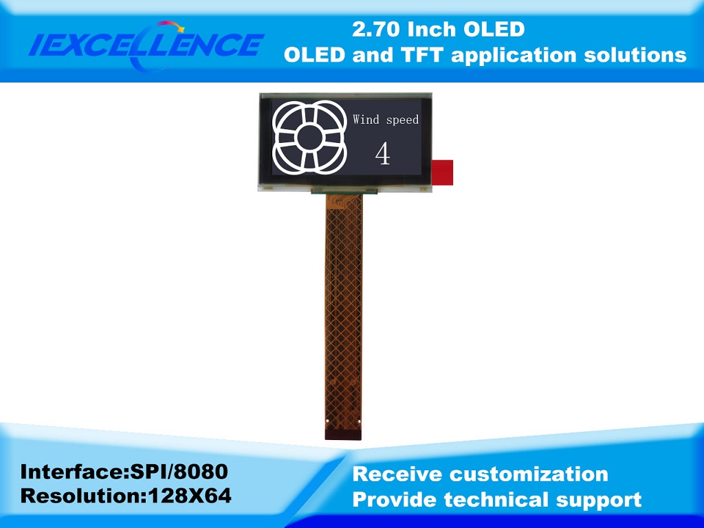 2.70 inch oled display module 128064 SPI/IIC white screen