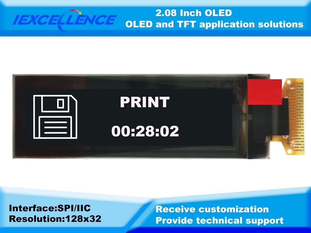 2.08 inch oled display module 128032 SPI/IIC white screen